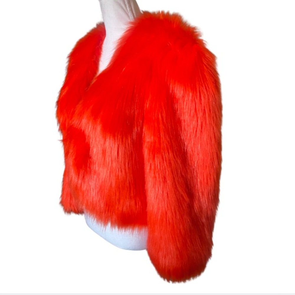 ASOS Women’s Orange Faux Fur Jacket Size 8 US / Size 12 UK - Picture 3 of 8